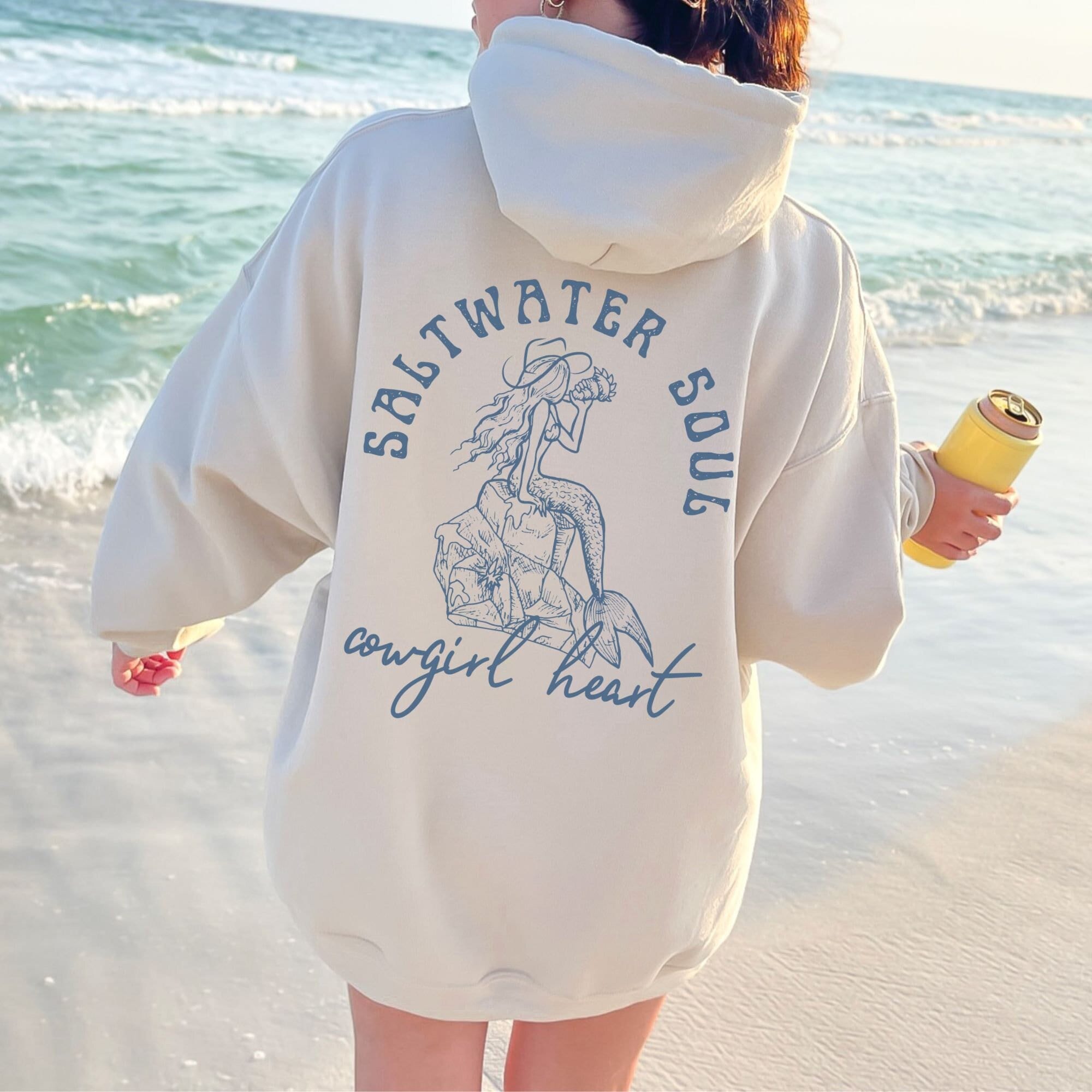 Coastal Cowgirl Hooded Sweatshirt Mermaid Core Aesthetic Western Cowgirl Hoodie Beachy Sweatshirt Costal Cowgirl Hoodie Mermaidcore Clothing