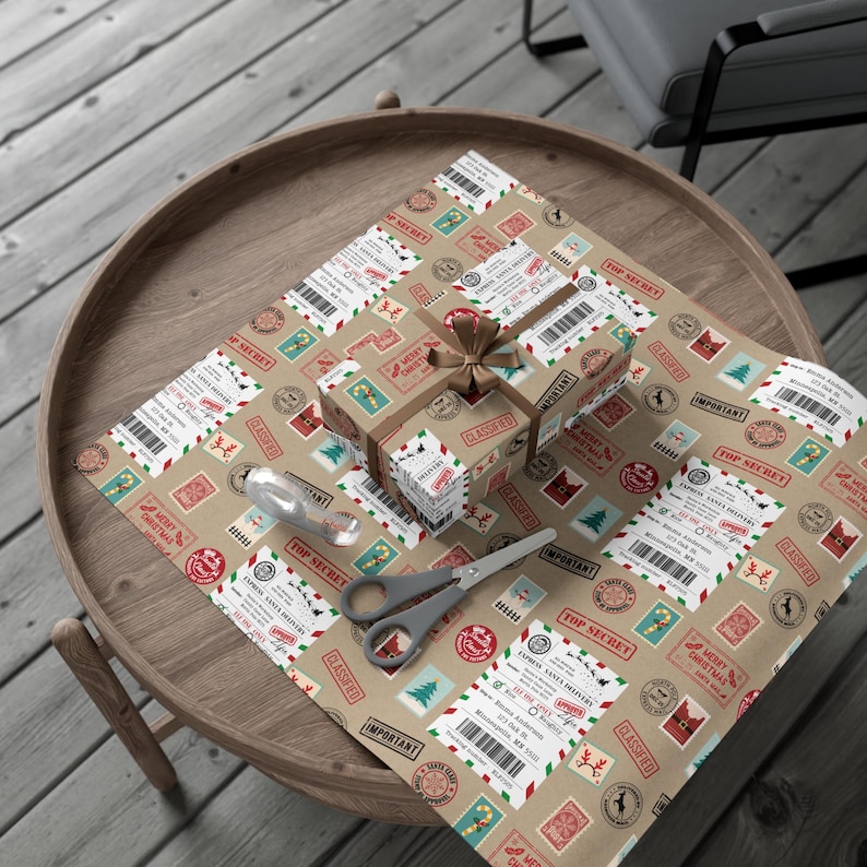 Personalized Santa Claus Wrapping Paper, Custom North Pole Shipping ...