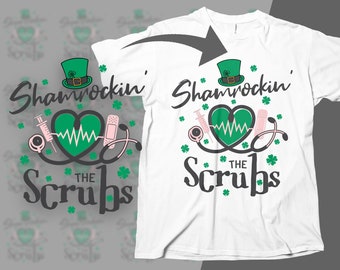 Infirmière de la Saint-Patrick PNG JPG, stéthoscope porte-bonheur RN Shamrock en téléchargement numérique, trèfle vert St. Patty's, t-shirt irlandais drôle en sublimation