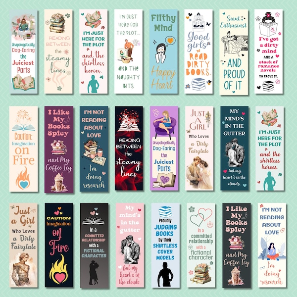 Spicy Bookmark PNG BUNDLE, Smut Bookmark Sublimate, Funny Romance Bookmarks, Adult Bookmark Sublimation, Romance Reader Digital Download