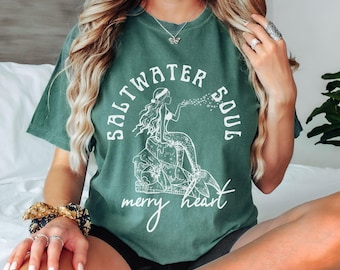 Christmas Mermaid Shirt Beach Holiday Tshirt Beach Christmas Shirt Coastal Holiday Tee Mermaid Lover Gift Santa Mermaid Top Ocean Christmas