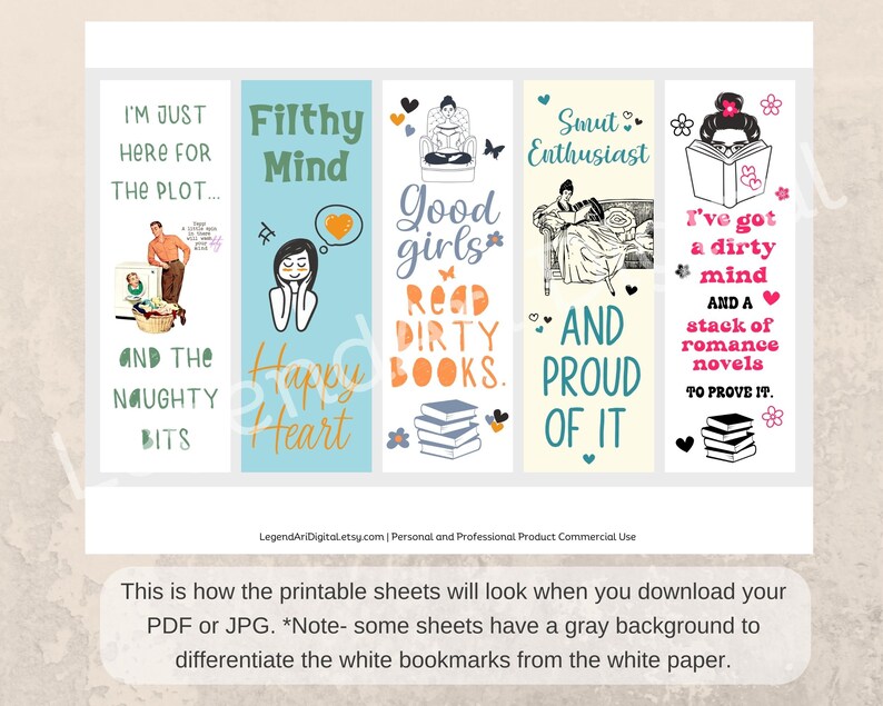 example sheet of printout bookamarks