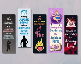 5 Spicy Romance Reader Bookmarks | Printable Bookmarks |  Smut Bookmarks | Bookmark JPG | PNG Bookmark Sublimation | Digital Download