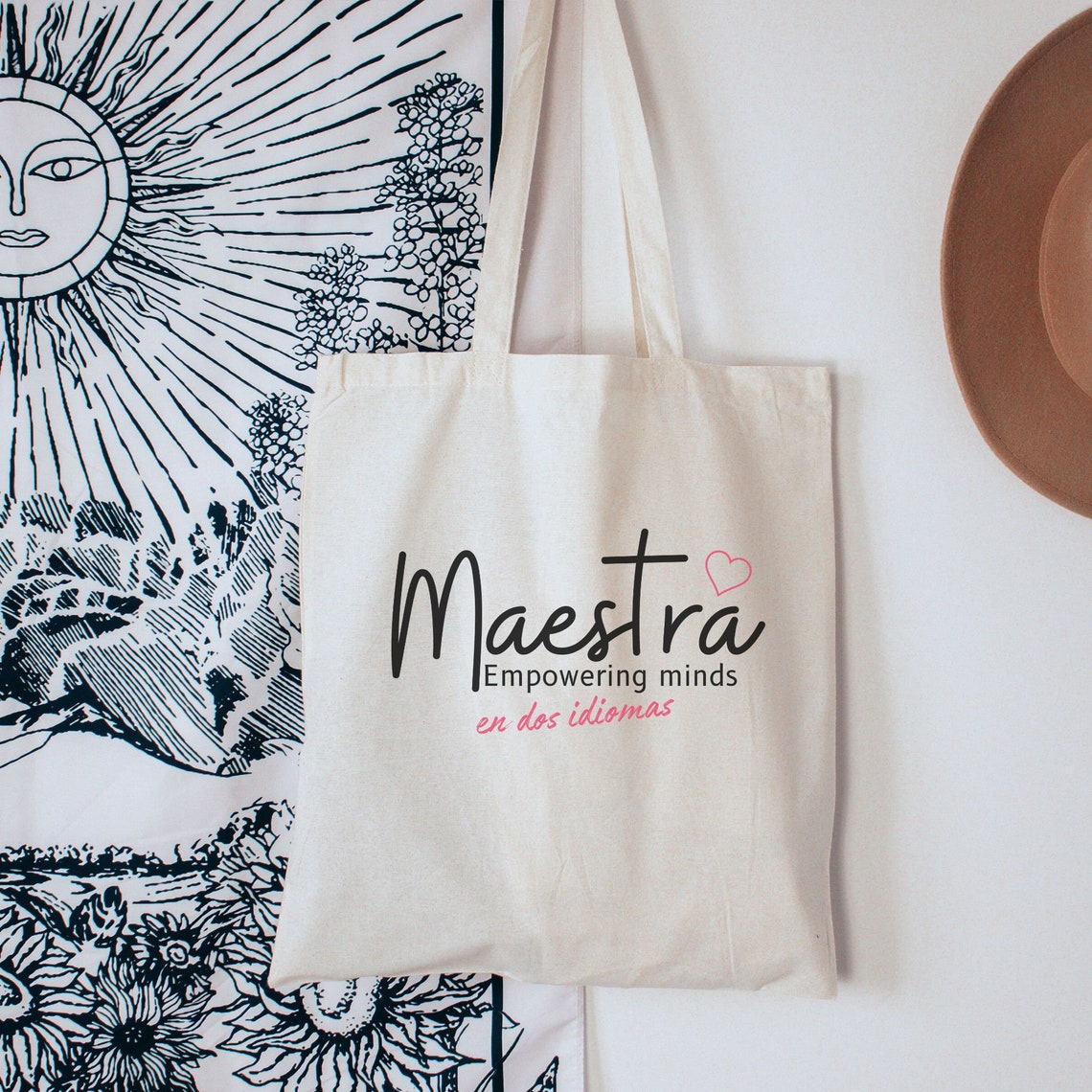 Maestra Canvas Tote Bag, Bilingual Teacher Appreciation Library Book ...