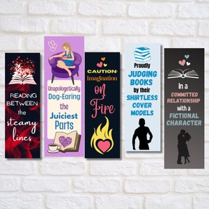 5 afdrukbare romantieklezerbladwijzers | Afdrukbare bladwijzers | Smut-bladwijzers | PNG-bladwijzersublimatie | Digitale download | DIY-bladwijzer
