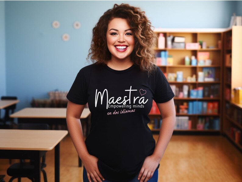 Woman wearing the design on a black shirt.