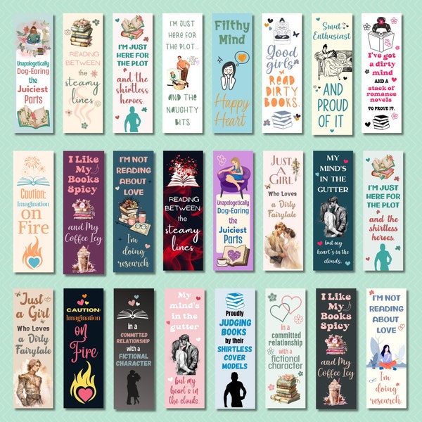 Segnalibri Romance Reader BUNDLE, Segnalibri piccanti, Segnalibri osceni, Sublimazione segnalibri, Download digitale, Regalo Romance Reader, Set segnalibri