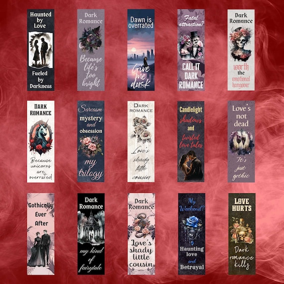 Dark Romance Bookmark PNG Bundle, Gothic Smut Bookmark Sublimate, Smutty Reader PDF Digital Download, Spicy Adult Bookmark Sublimation