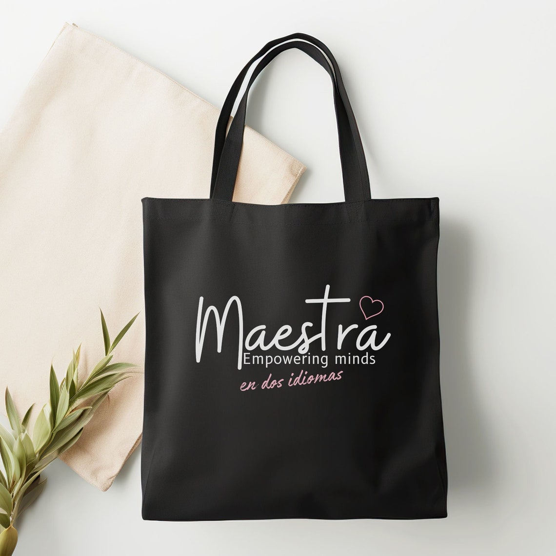 Maestra Canvas Tote Bag, Bilingual Teacher Appreciation Library Book ...