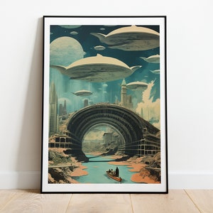 La última impresión del río | Arte Retro Futurismo | arte espacial | Pósters de ciencia ficción | arte surrealista
