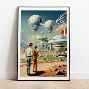 Cartão Postal Da Impressão Em Casa | Arte retro do futurismo | Arte Espacial | Pôster de ficção científica | Arte surreal