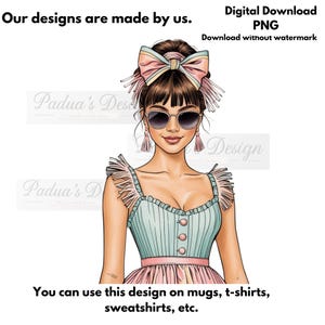 Coquette Girl Clipart: PNG Sublimation Designs (Digital Download)