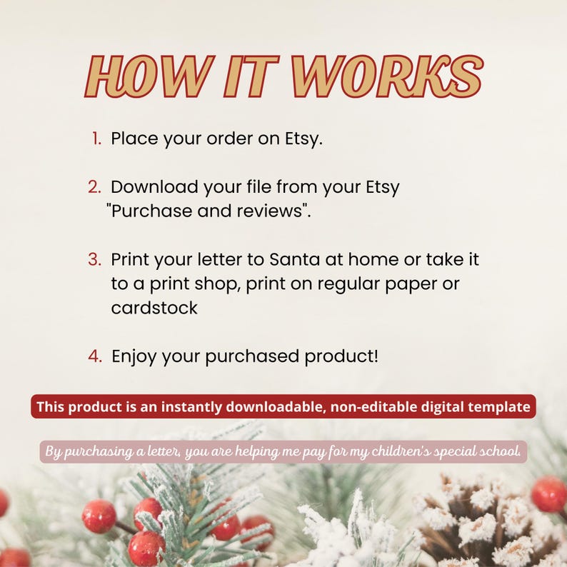 Printable Letter to Santa, Kids Christmas Wish List (digital Download ...