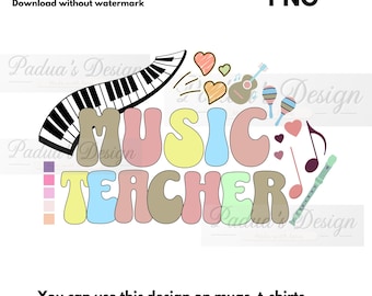 Music Teacher PNG: Back to School Sublimation Design (Digital Download)