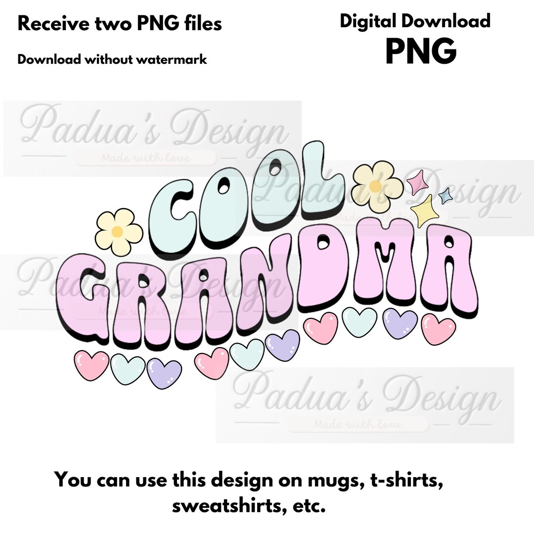 Cool Grandma Png Sublimation Design, Gift for Grandma, Cool Grandma Png ...