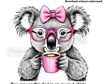 Clipart Raton laveur avec du café PNG : conception par sublimation (téléchargement numérique)