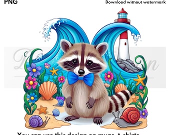 Cute Summer Raccoons Clipart Bundle, Fun Digital Animal Graphics, Kids Room Decor, Scrapbooking, Sticker Design, DIY Craft Digital Download