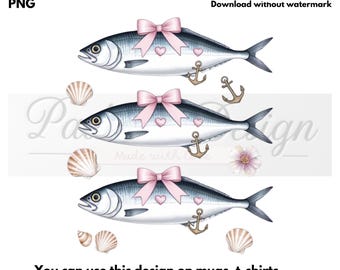 Clip art de sardina coqueta PNG, diseño náutico costero (descarga digital)