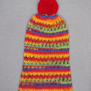 Double-Layered Beanie with One Bobble, Multicolour Warm Beanies, Handmade Beanie with Pom Pom, Gift for Her, ADULT Beanie Hat image 9