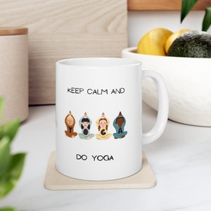 Yoga Mug. Adorable Yoga Mug. Ceramic Coffee Mug 11 oz