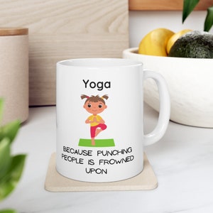 Taza de yoga. Divertida taza de yoga para los amantes del yoga. Taza de salud mental