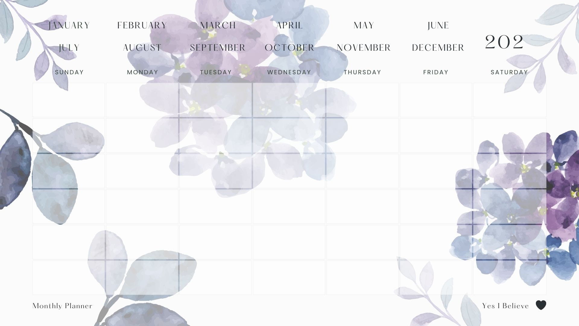 Printable Floral Calendar for Every Month Use Etsy