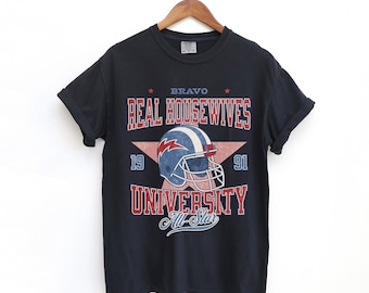 Real Housewives University Vintage Inspired Garmet Dyed Unisex T-shirt, Bravo TV Merch, RHONY, Miami, Beverly Hills, Potomac, Orange County
