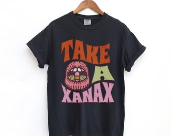 Take A Xanax RHONY Retro Unisex Garment-Dyed T-shirt, Real Housewives of New York, Scary Island, Ramona Singer, Countess Luann, Sonja Morgan