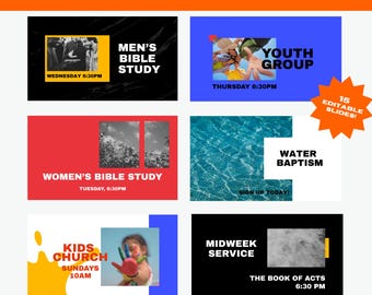 Church Slides Minimalistic Presentation Preservice Announcement Editable Canva Templates Visual Graphics Digital Download 15 Slides