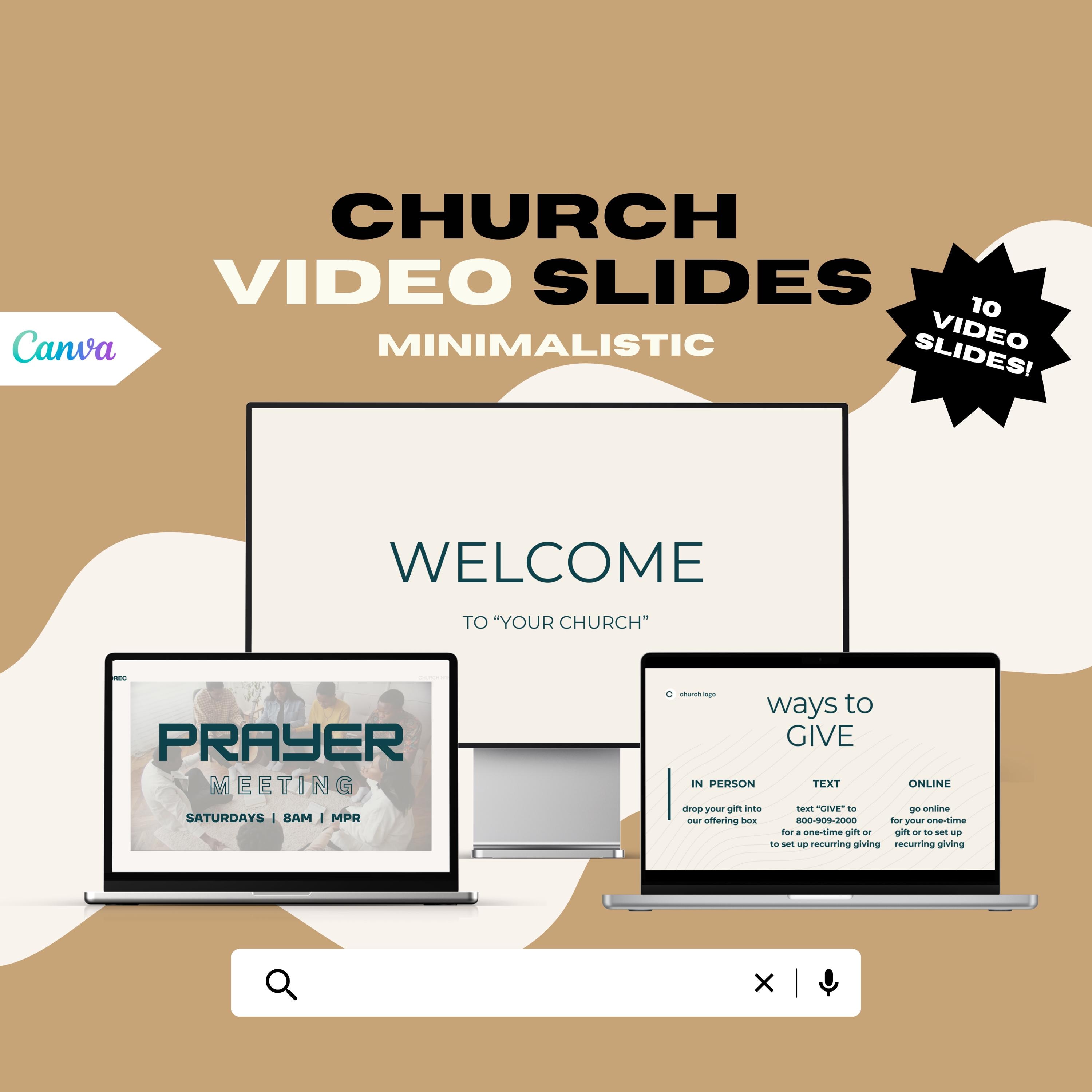 Church Slides For Sunday Service Modern Video Church Announcements Preservice Slides Editable Canva Presentation Template 10 Video Slides