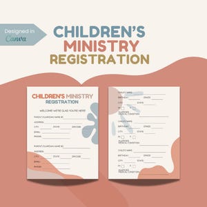 Children&#39;s Ministry Registration Form: Printable Sunday School Sign-Up (PDF Download)