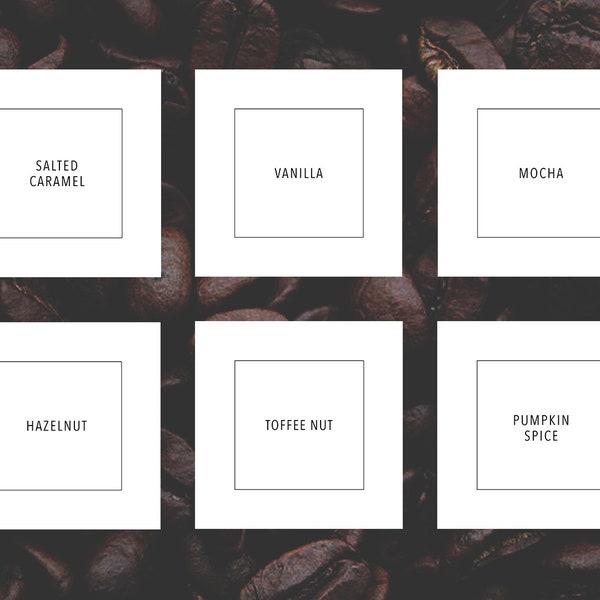 Minimalistic Coffee Syrup Labels | Printable 12 Count