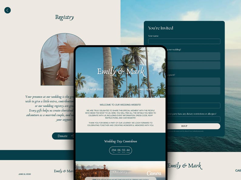 Modern Canva Wedding Website Template Design Digital Invitation Portal ...