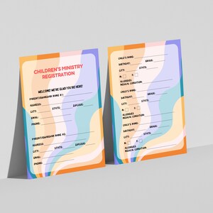 Sunday School Form Church Registration Data Sheet Ministry Information Document Template Digital Download Children Record Keeping