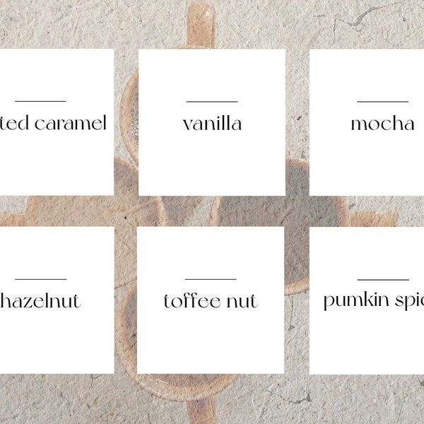 Minimalistic Coffee Syrup Labels | Printable 12 Count