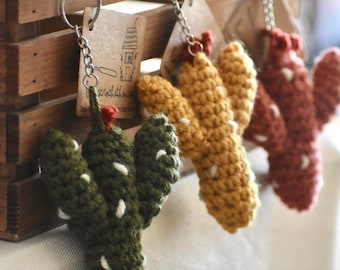 Crocheted Cactus Keychain: Handmade Acrylic Amigurumi Plant Easter
