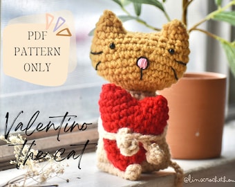 Crochet Heart Cat Amigurumi Pattern: Valentino (Digital PDF Download) Easter