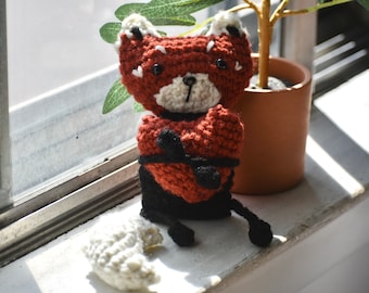 Crocheted Finished Red Panda Holding Heart - Handmade Amigurumi - Crochet Animals -  Easter
