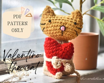 Crochet Heart Cat Digital PDF DOWNLOAD  -  Amigurumi - Crochet Animals  - Crochet Toy - Stuffed Animals Pattern - Crochet Patterns