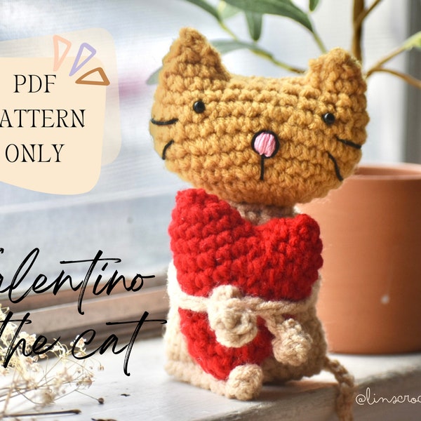 Crochet Heart Cat Digital PDF DOWNLOAD  -  Amigurumi - Crochet Animals  - Crochet Toy - Stuffed Animals Pattern - Crochet Patterns