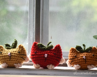 Crocheted Fruit Cat Amigurumi: Handmade Acrylic Stuffed Animal Easter
