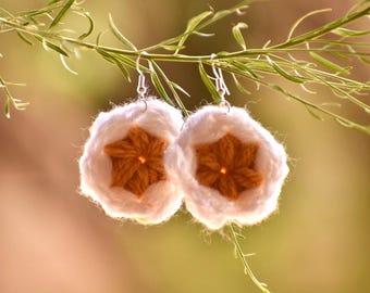 Crochet Jasmine Flower Earrings: Sterling Silver, Lightweight Handmade Jewelry Easter