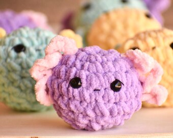 Crocheted Axolotl Plushie: Handmade Amigurumi Stuffed Animal Easter