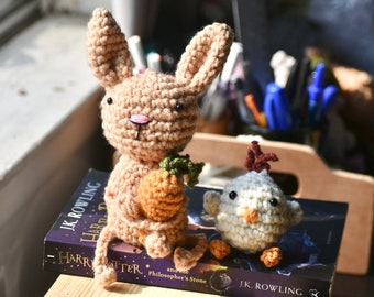 Crocheted Bunny and Chick Amigurumi: Handmade Easter Decor