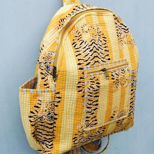 Sac à dos scolaire fait main à imprimé tigre, sac à dos en coton matelassé, sac à bandoulière, sac à dos collage, sac à dos pour ordinateur portable, sac de voyage, sac à usage quotidien.