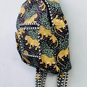 Sac à dos scolaire fait main à imprimé tigre, sac à dos en coton matelassé, sac à bandoulière, sac à dos collage, sac à dos pour ordinateur portable, sac de voyage, sac à usage quotidien.