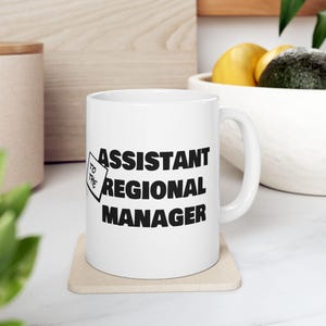 Funny Office Assistant Ceramic Mug, Assistant to The Regional Manager Coffee Cup, Office Humor Gift, Desk Accessories, Boss Gift, White