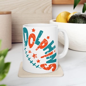 Miami Dolphins Football Gift Ceramic Mug, NFL Team Fan Coffee Cup, Sports Lover Drinkware, Game Day Tailgate, Unique Gift Idea
