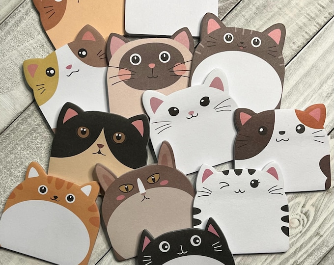 Cute Cat Shaped Sticky Notes (Select Your Own), Cat Lover Gift, Cat Mom, Cat Dad, Great for Scrapbooking