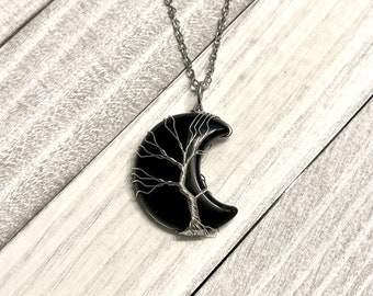 Strength, Protection & Grounding - Tree of Life Black Onyx Moonstone Necklace